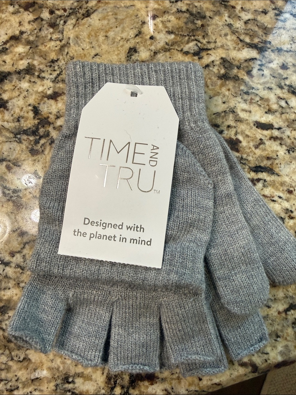 Time and Tru Men’s Gray Convertible Knit Gloves